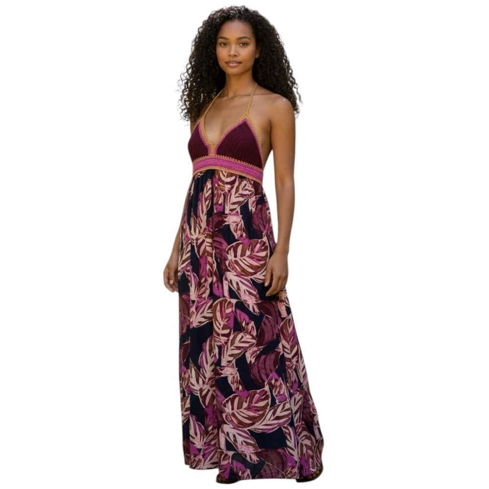 Mossimo Large Maxi Crochet Dress Boho Gypsy Festival Hawaiian